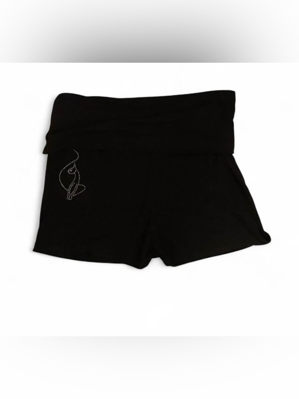 Baby Phat black fold over yoga shorts silver rhinestone logo size Medium NWT
